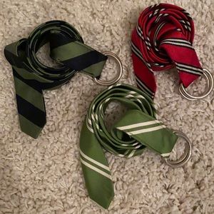 Set of three 100% Silk JCrew necktie belts. Size S/M.